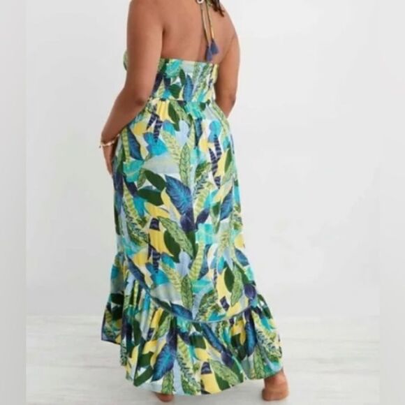 Aerie Halter Beach Maxi Sundress Marbled Blue - Picture 5 of 11